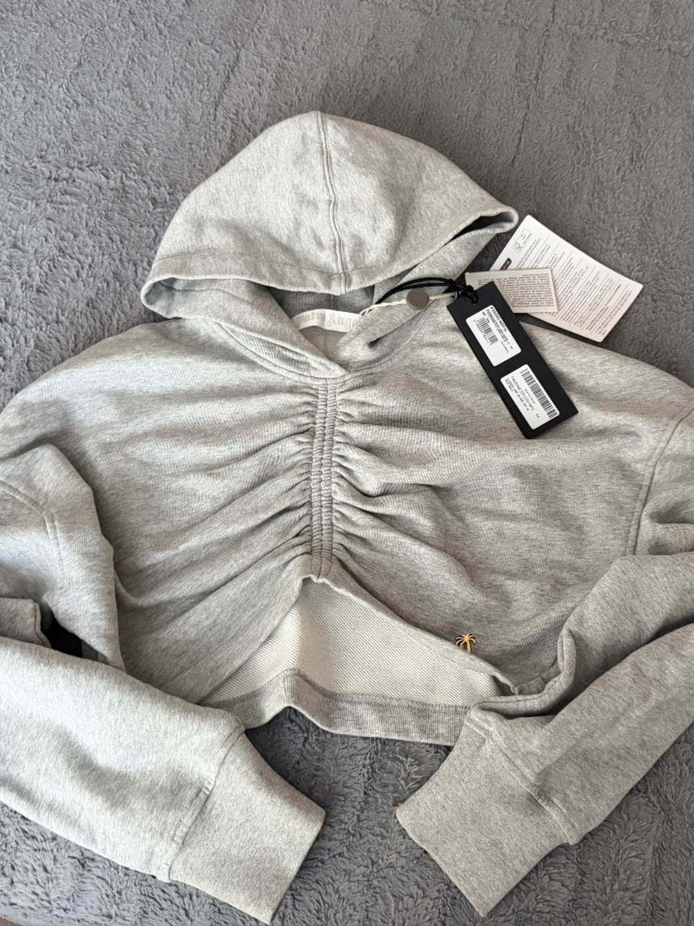 Palm angel cropped ruched hoodie